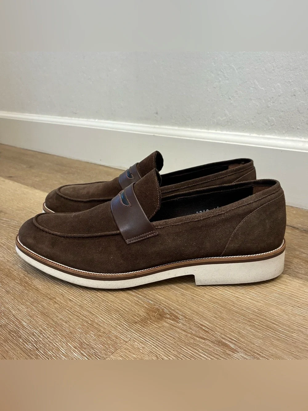 Kemal Tanca Brown Suede Penny Loafers Men's EU 44 US 10 Casual Dress Shoes